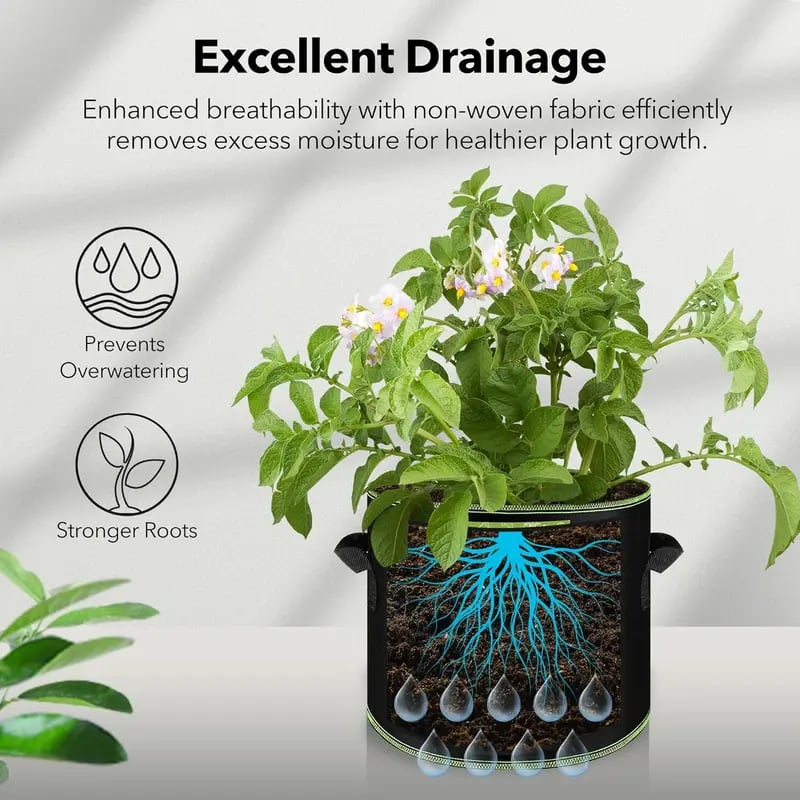 π± 5-Pack 5 Gallon Grow Bags β Heavy Duty Aeration Fabric Pots with Handles for Vegetables, Flowers & Fruits πͺ΄