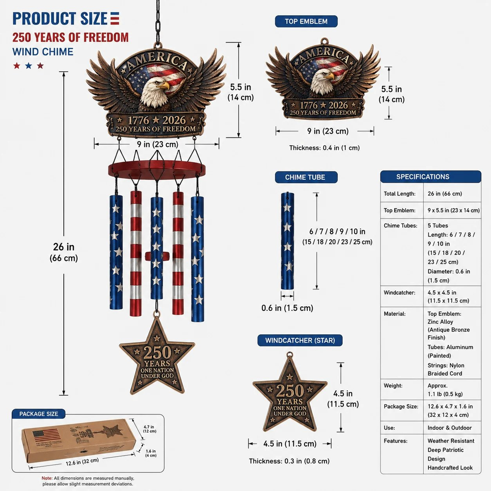250 Years of Freedom Commemorate Wind Chime